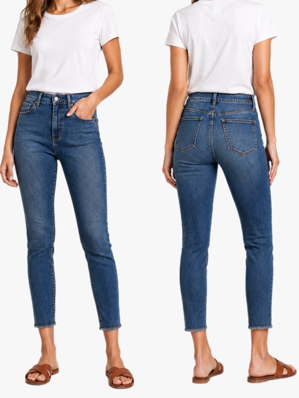 Anthropologie Pilcro Script Raw Hem Mid Rise Crop Skinny Jeans Size 28